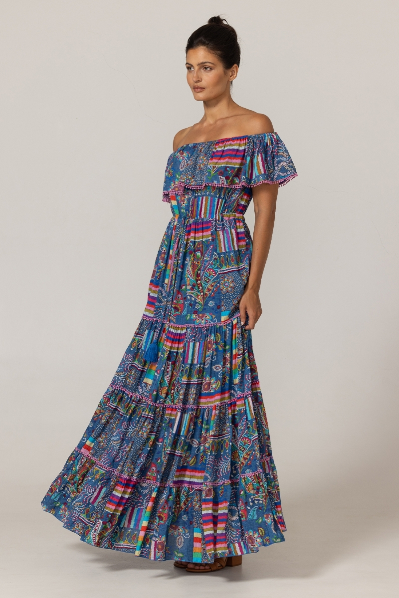 Robe longue Ariana à épaules dénudées - 100% modal - Miss June Paris - 3