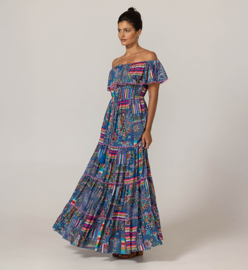 Robe longue Ariana à épaules dénudées - 100% modal - Miss June Paris - 3