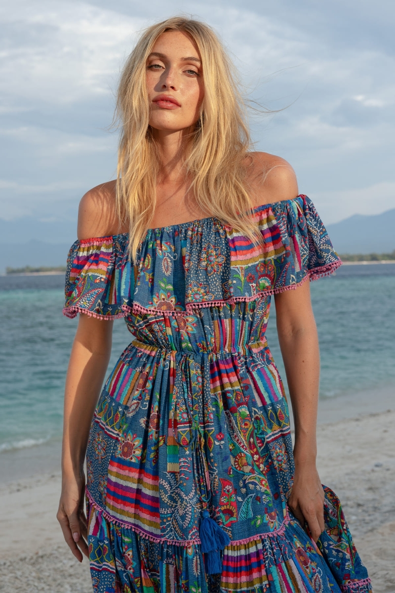 Vestido largo Ariana con hombros descubiertos - 100% modal - Miss June Paris - 2