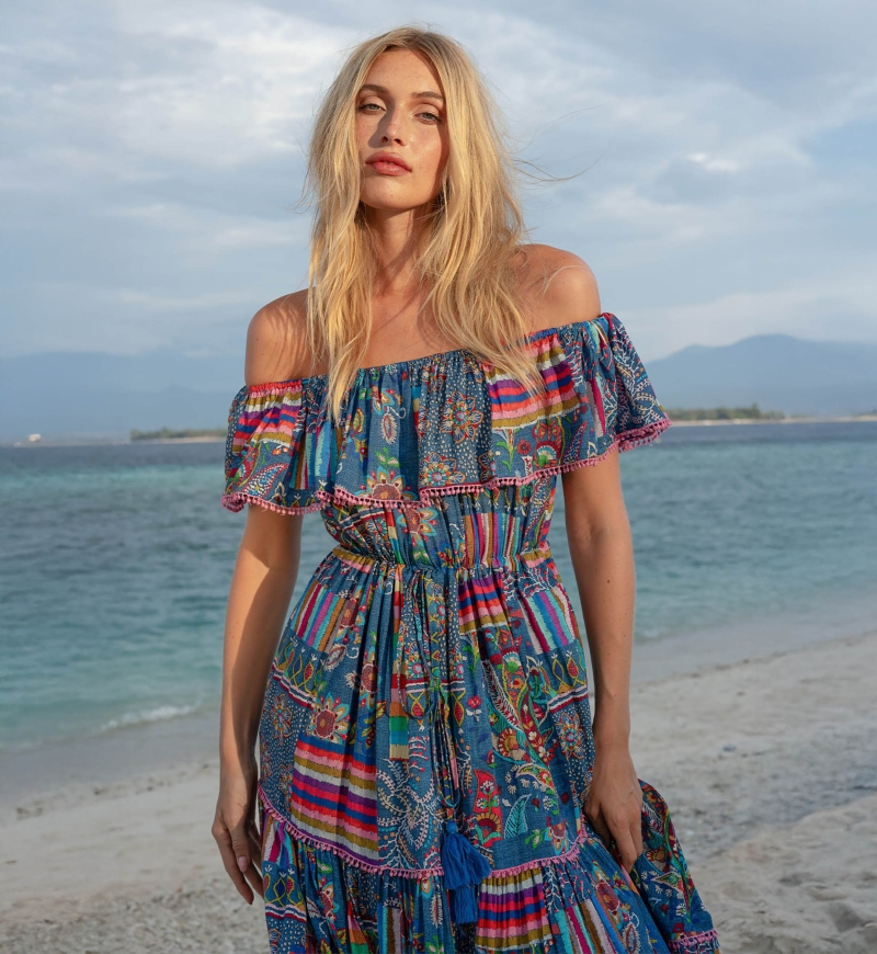 Robe longue Ariana à épaules dénudées - 100% modal - Miss June Paris - 2