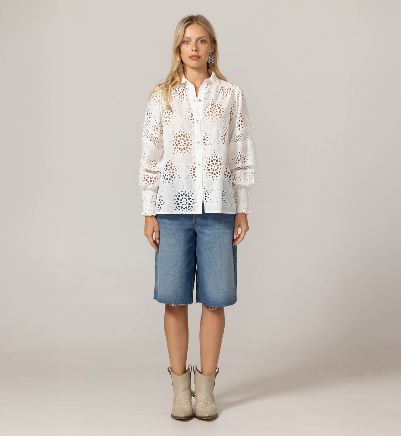 Chemise Farah - Broderie anglaise étoilée - 100% coton - Miss June Paris - 3