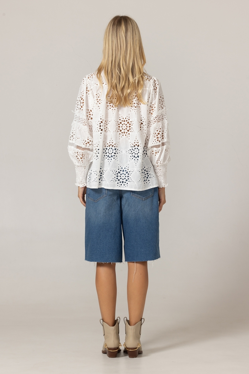 Chemise Farah - Broderie anglaise étoilée - 100% coton - Miss June Paris - 4