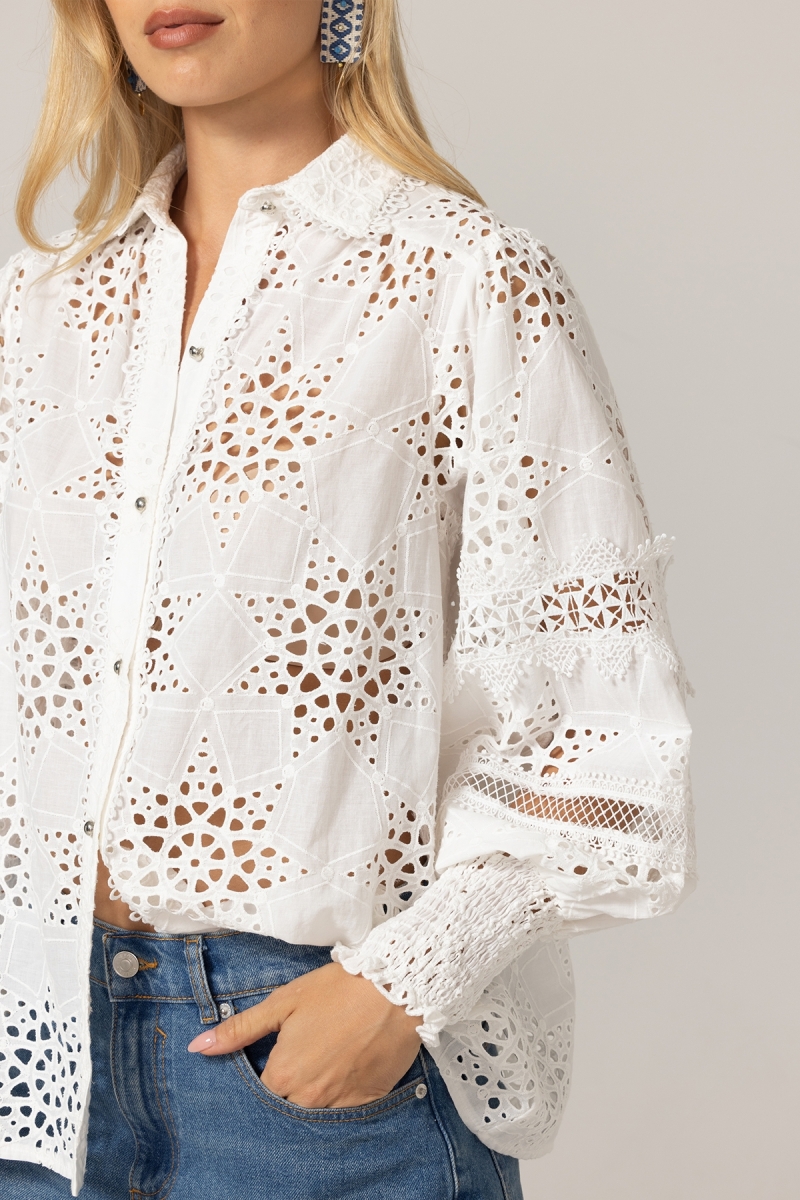 Chemise Farah - Broderie anglaise étoilée - 100% coton - Miss June Paris - 5