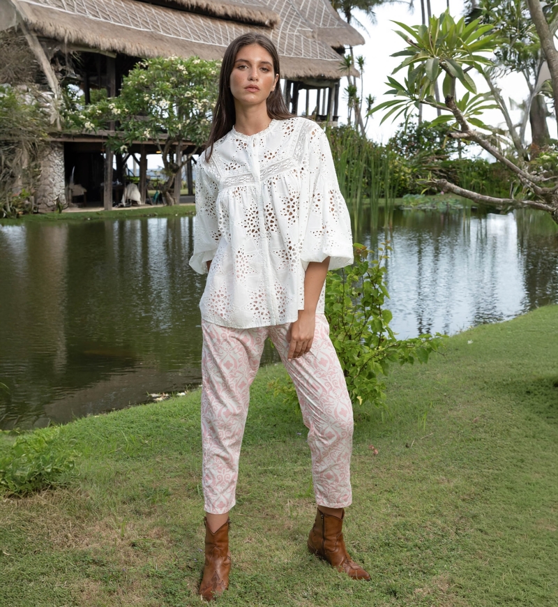 Hazal Shirt - English embroidery - 100% cotton - Miss June Paris - 2