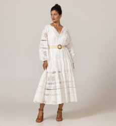 Robe longue Hoda - Broderie anglaise - 100% coton - Miss June Paris - 3