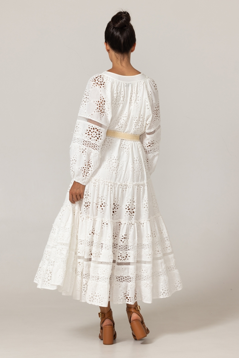 Robe longue Hoda - Broderie anglaise - 100% coton - Miss June Paris - 4