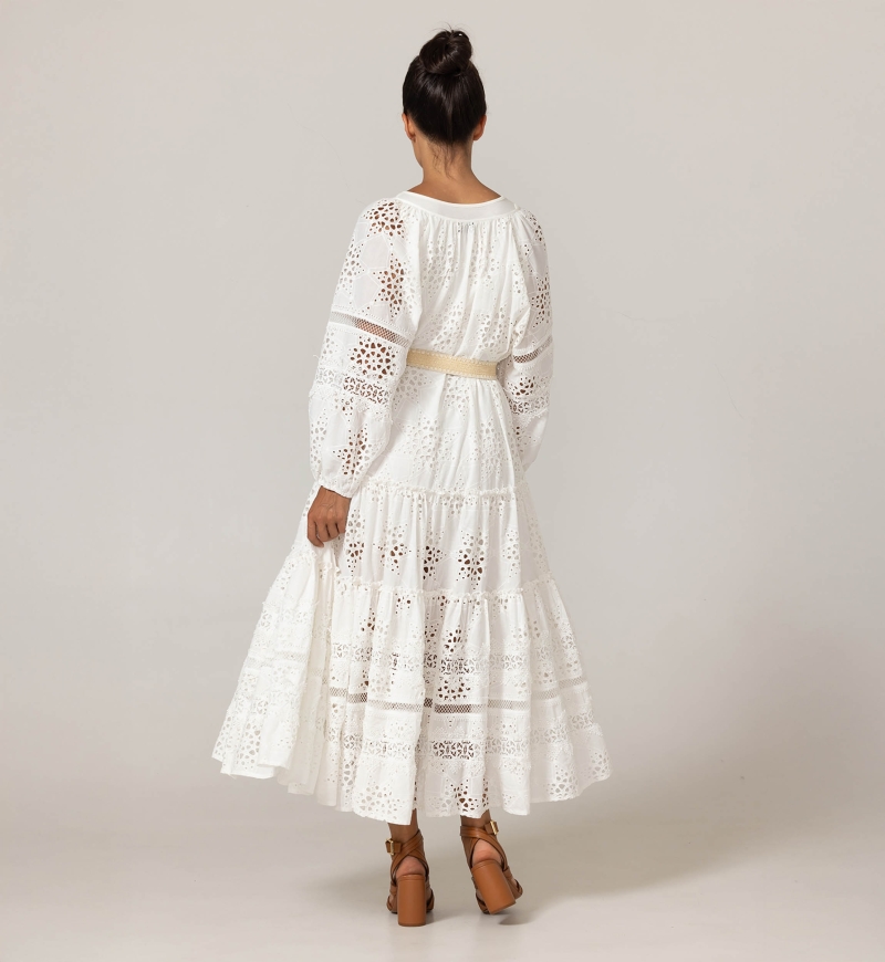 Robe longue Hoda - Broderie anglaise - 100% coton - Miss June Paris - 4