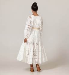 Hoda Long Dress - English Embroidery - 100% Cotton - Miss June Paris - 4
