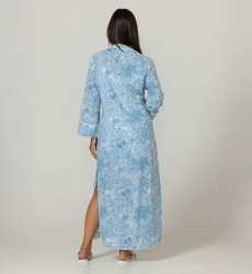 Long blue Lulu dress - Jungle print - 100% cotton - Miss June Paris - 4