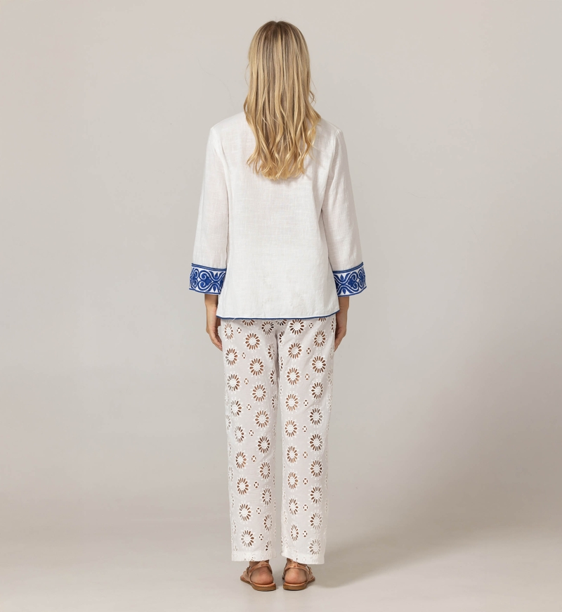 Blusa Meira - Bordados Azules - 100% Algodón - Miss June París - 4