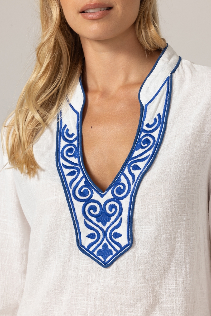 Blusa Meira - Bordados Azules - 100% Algodón - Miss June París - 5