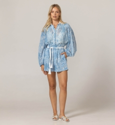 Short Mina blue - Jungle print - 100% cotton - Miss June Paris - 3