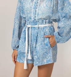 Short Mina blue - Jungle print - 100% cotton - Miss June Paris - 5