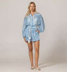 Chemise Mona bleue - Imprimé jungle - 100% voile de coton - Miss June Paris - 3