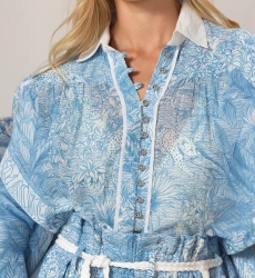 Camisa Mona Azul - Estampado Jungla - 100% Velo de Algodón - Miss June París - 5