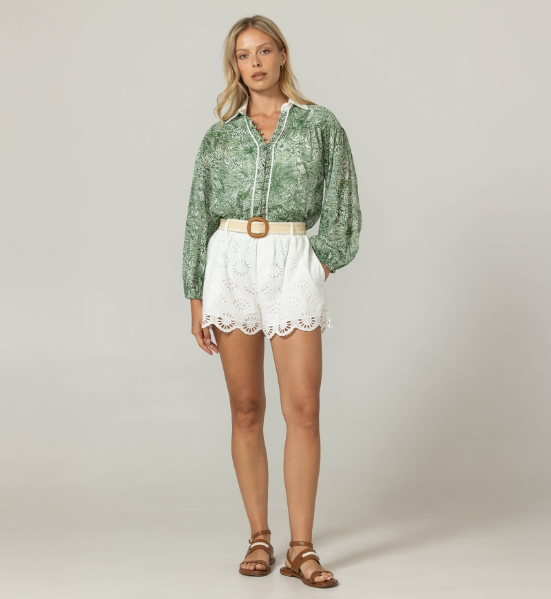Camisa Mona Verde - Estampado Selva - 100% Velo de Algodón - Miss June Paris - 3