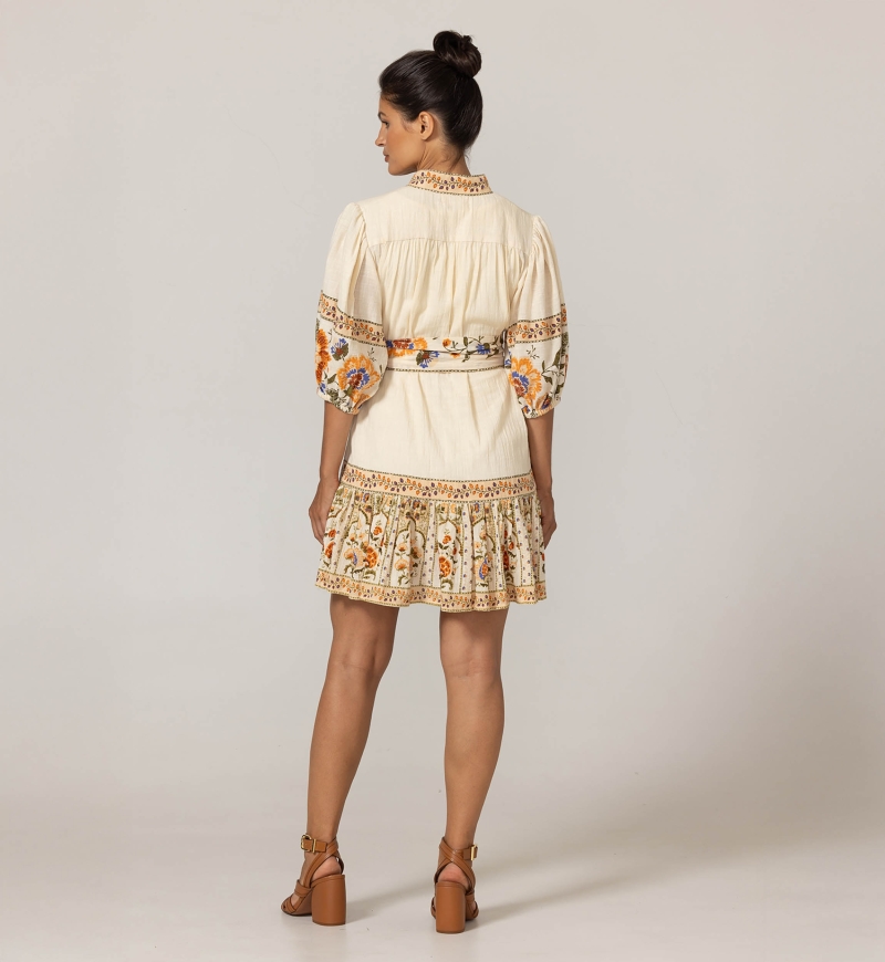 Risha short dress - Floral patterns - Matching belt - 100% cotton - Miss June Paris - 4