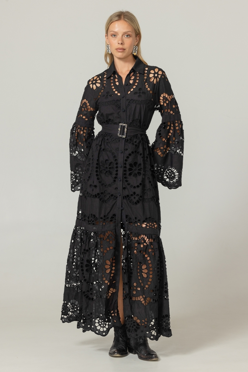 Robe Longue Ruby - Broderie anglaise - 100% coton - Miss June Paris - 3