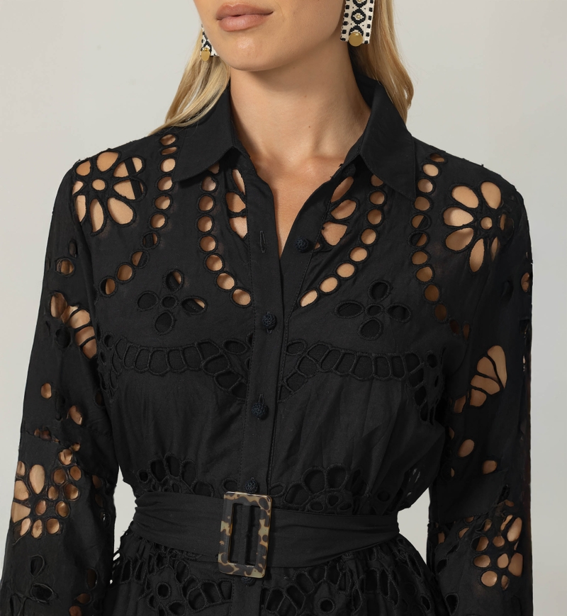 Robe Longue Ruby - Broderie anglaise - 100% coton - Miss June Paris - 5