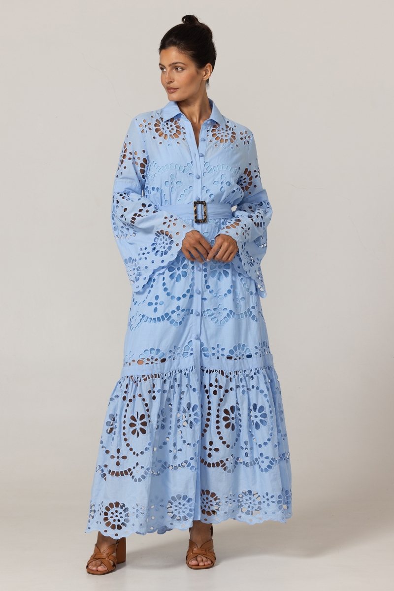 Robe Longue Ruby - Broderie anglaise - 100% coton - Miss June Paris - 8