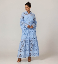 Vestido Largo Ruby - Bordado Inglés - 100% Algodón - Miss June Paris - 9