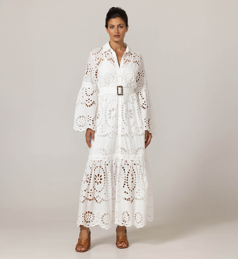 Long Dress Ruby - English Embroidery - 100% Cotton - Miss June Paris - 15