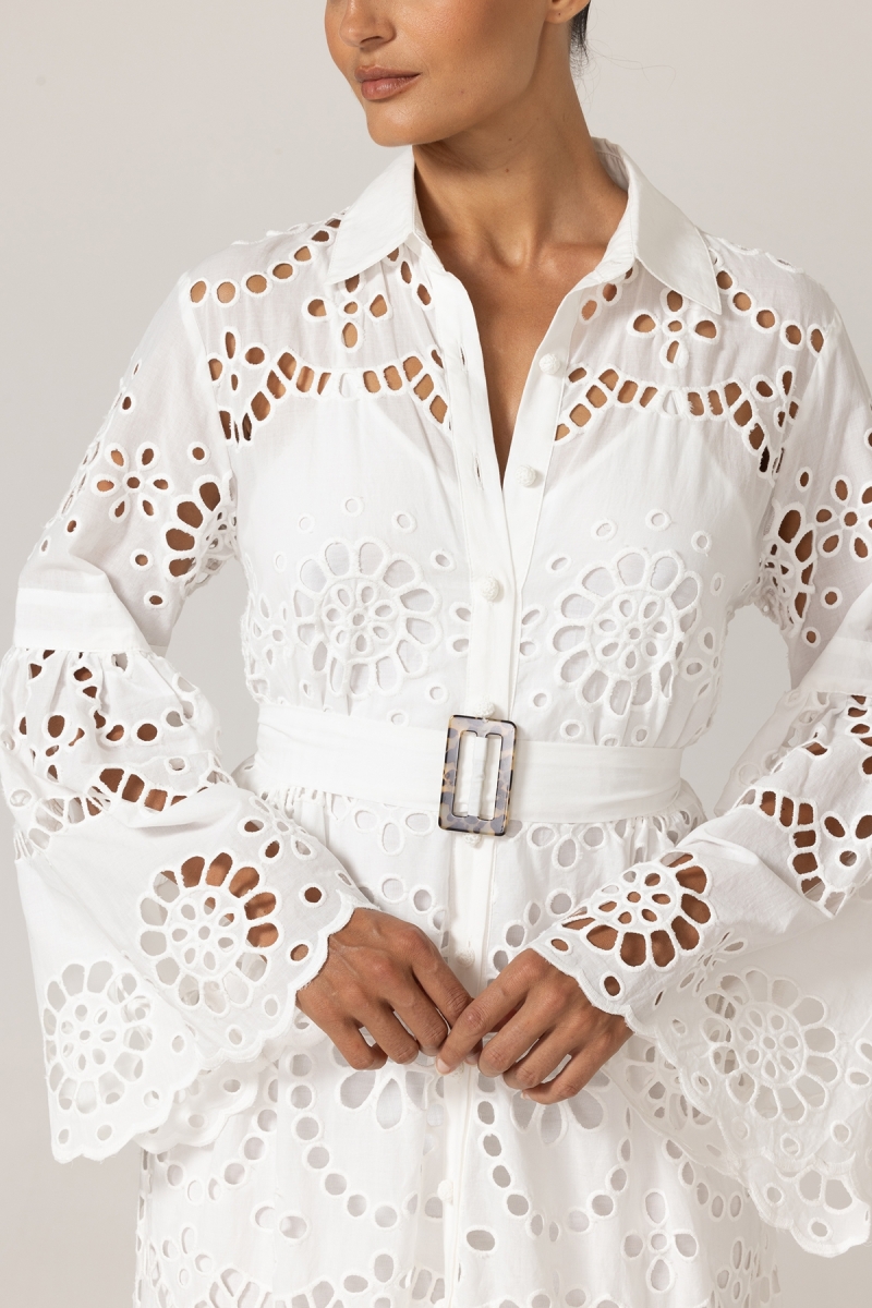 Robe Longue Ruby - Broderie anglaise - 100% coton - Miss June Paris - 15