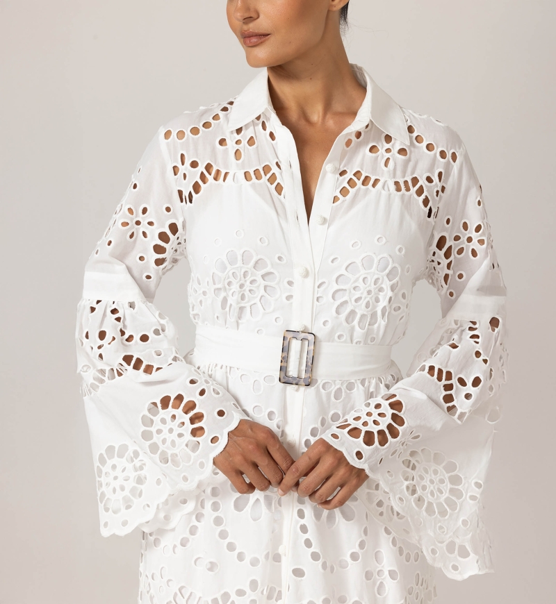 Robe Longue Ruby - Broderie anglaise - 100% coton - Miss June Paris - 15