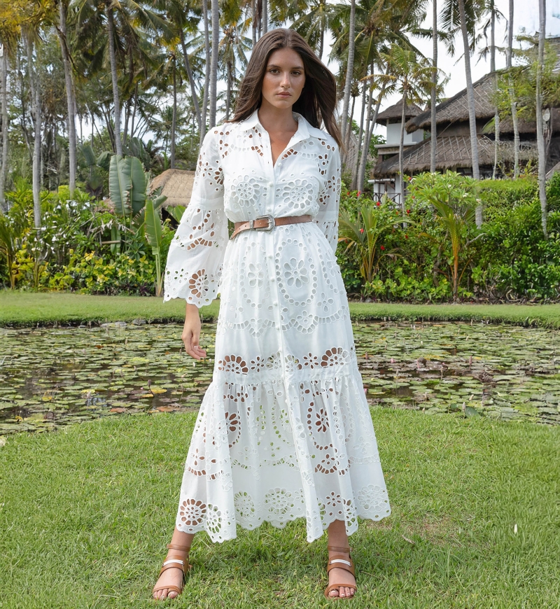 Long Dress Ruby - English Embroidery - 100% Cotton - Miss June Paris - 13