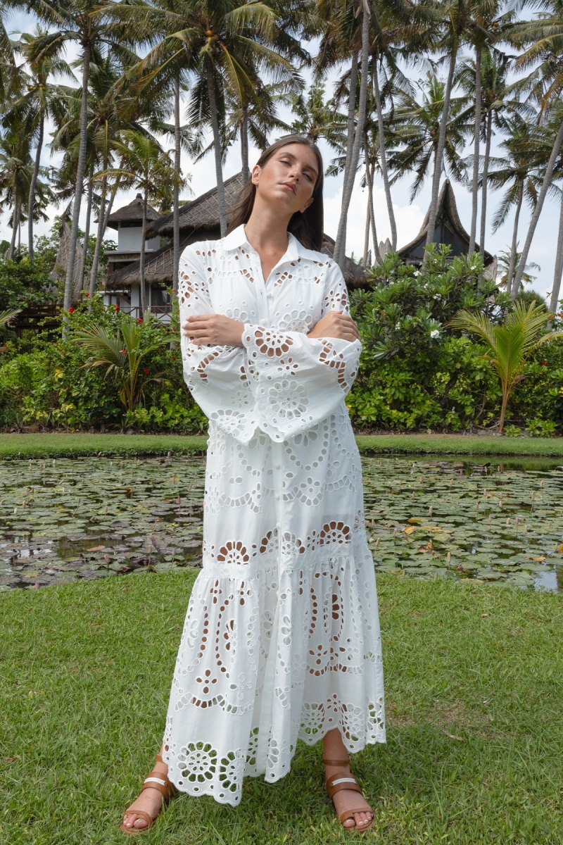 Robe Longue Ruby - Broderie anglaise - 100% coton - Miss June Paris - 12