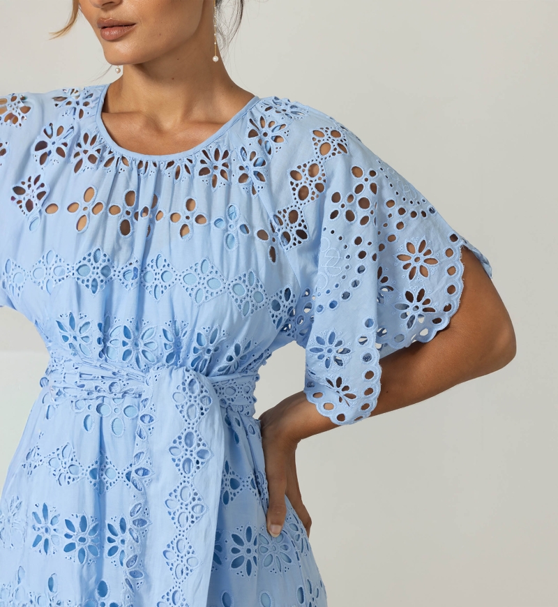 Robe Longue Sable - Broderie anglaise - 100% coton - Miss June Paris - 5