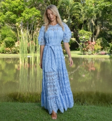 Vestido Largo Sable - Bordado Inglés - 100% Algodón - Miss June Paris - 1