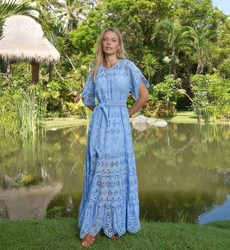 Long Dress Sable - English Embroidery - 100% Cotton - Miss June Paris - 2