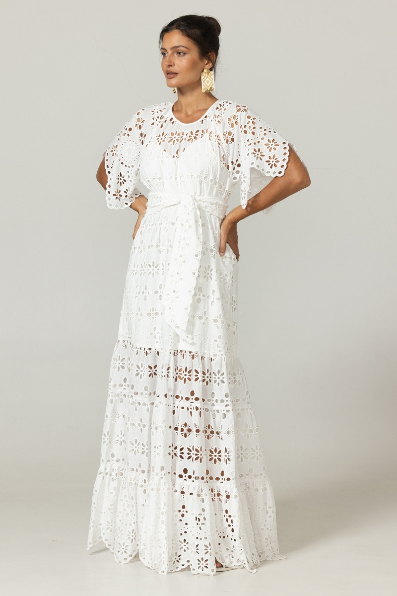 Vestido Largo Sable - Bordado Inglés - 100% Algodón - Miss June Paris - 8