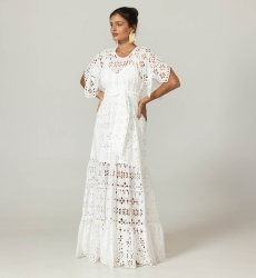 Vestido Largo Sable - Bordado Inglés - 100% Algodón - Miss June Paris - 8