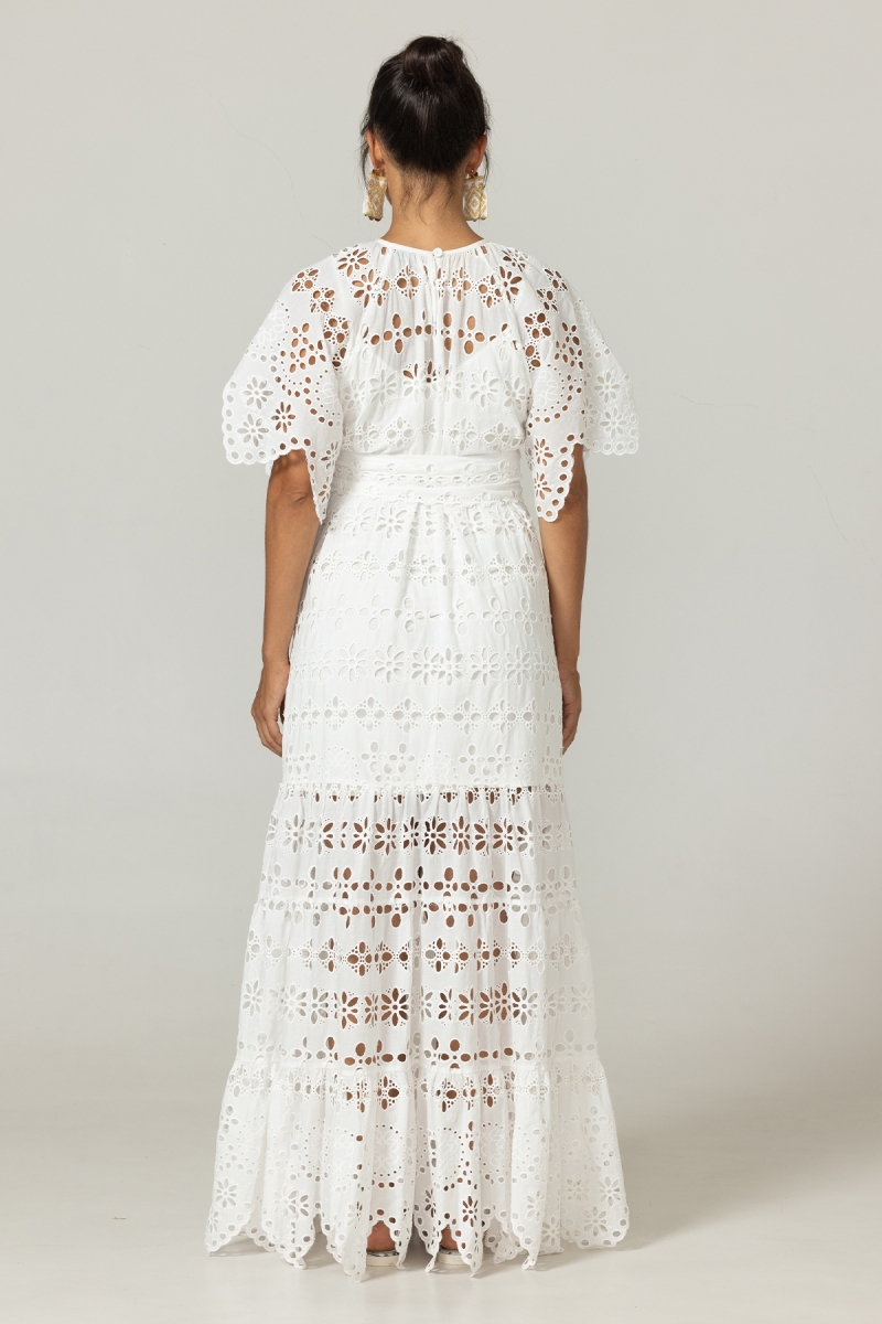 Robe Longue Sable - Broderie anglaise - 100% coton - Miss June Paris - 9