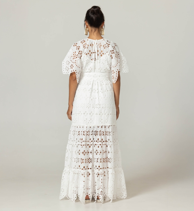 Robe Longue Sable - Broderie anglaise - 100% coton - Miss June Paris - 9