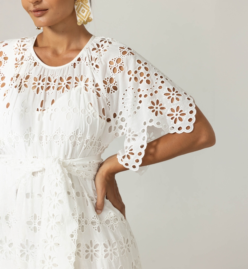 Robe Longue Sable - Broderie anglaise - 100% coton - Miss June Paris - 10