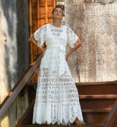 Robe Longue Sable - Broderie anglaise - 100% coton - Miss June Paris - 6