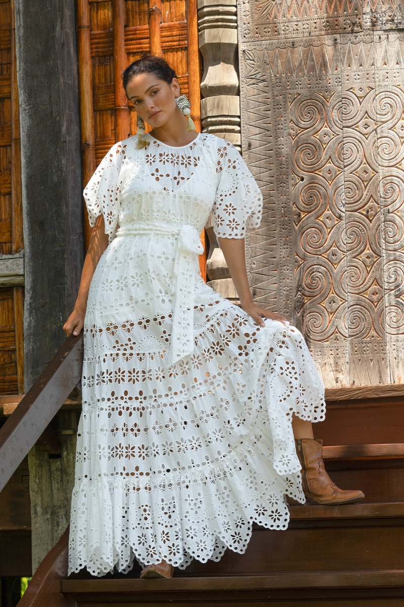 Vestido Largo Sable - Bordado Inglés - 100% Algodón - Miss June Paris - 7