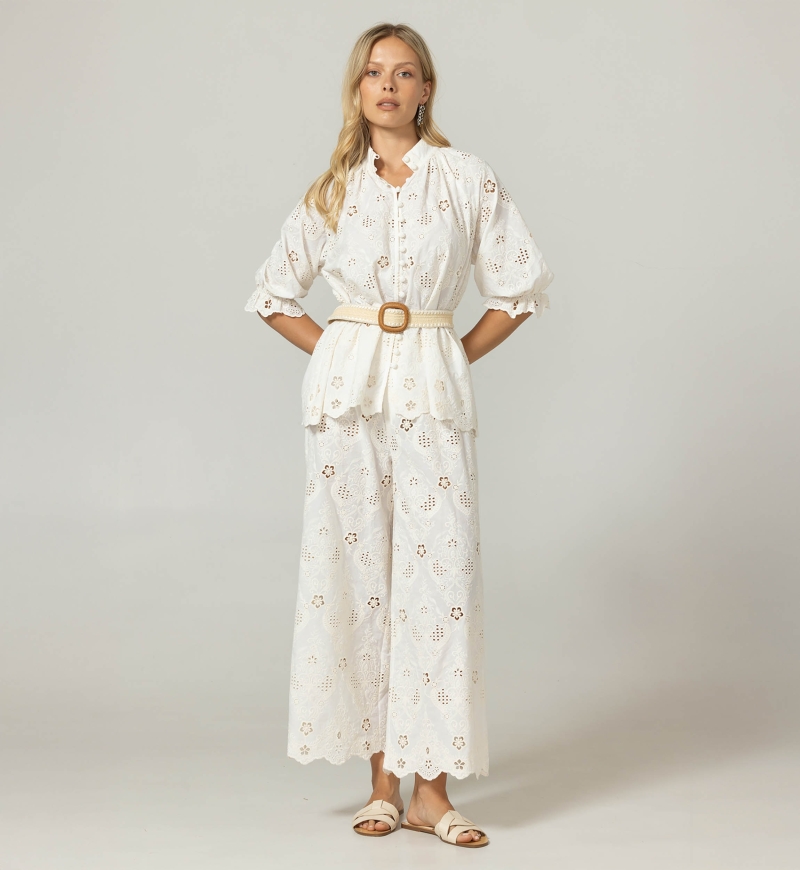 Serena Shirt - English Embroidery - 100% Cotton - Miss June Paris - 3