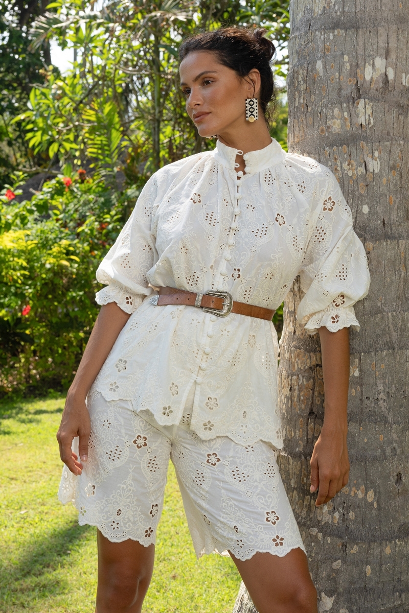 Chemise Serena - Broderie anglaise - 100% coton - Miss June Paris - 2