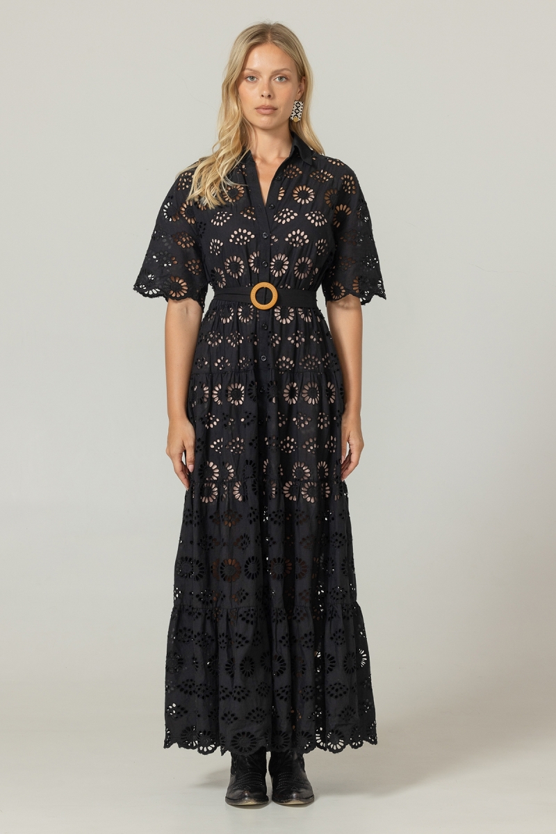 Vestido Largo Gardenia. - Bordado Inglés - 100% Algodón - Miss June Paris - 8
