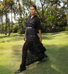 Gardenia Long Dress - English Embroidery - 100% Cotton - Miss June Paris - 6