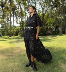 Gardenia Long Dress - English Embroidery - 100% Cotton - Miss June Paris - 7