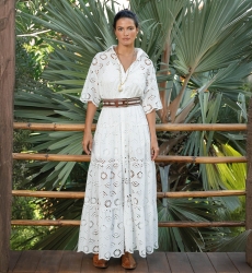 Vestido Largo Gardenia. - Bordado Inglés - 100% Algodón - Miss June Paris - 1