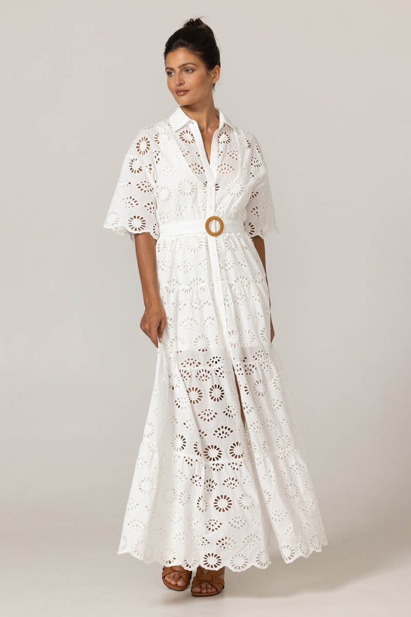 Robe Longue Gardenia - Broderie anglaise - 100% coton - Miss June Paris - 3