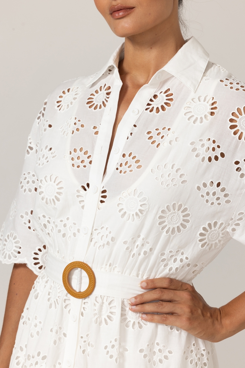 Robe Longue Gardenia - Broderie anglaise - 100% coton - Miss June Paris - 5