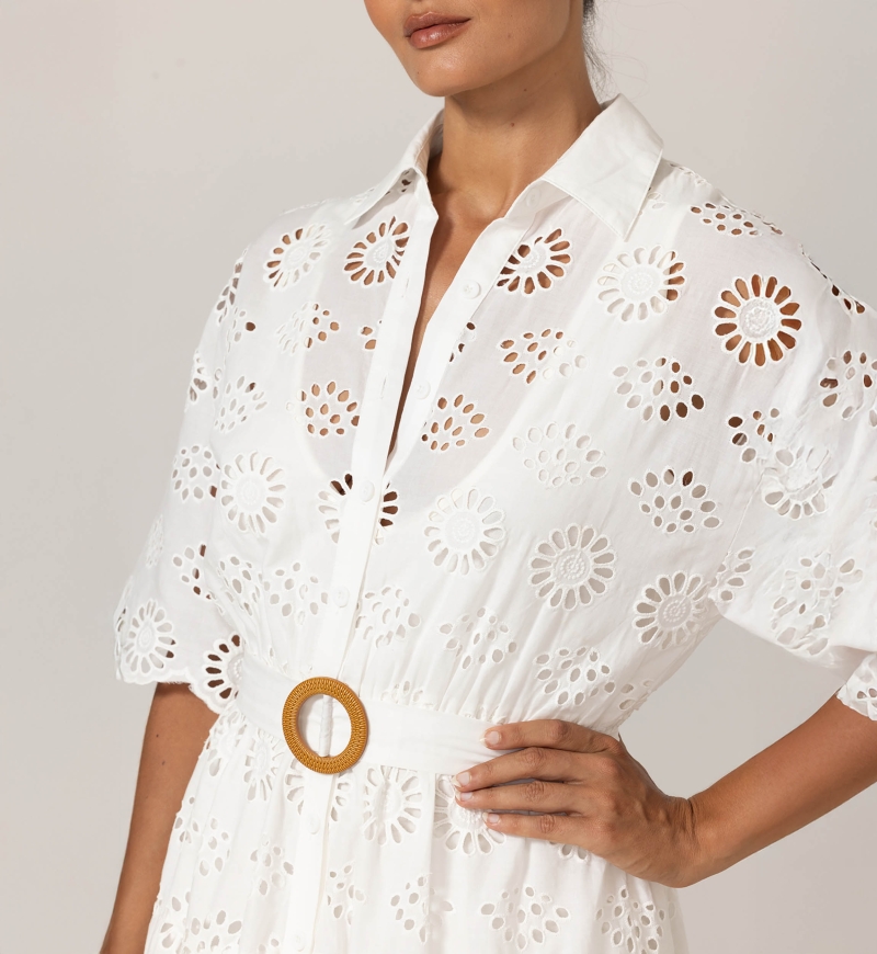 Vestido Largo Gardenia. - Bordado Inglés - 100% Algodón - Miss June Paris - 5