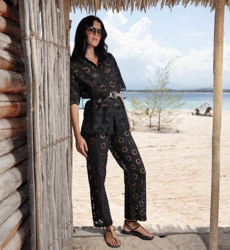 Pantalon Sorbet - Broderie anglaise - 100% coton - Miss June Paris - 7